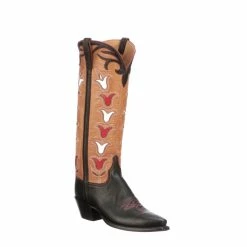 Ladies Tall Tulip :: Black + Rust -Lucchese shop GY459654 R01 C04